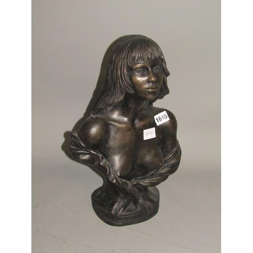 1645 - BRONZE COMPOSITE BUST OF A FEMALE - 45cms H