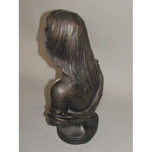 1645 - BRONZE COMPOSITE BUST OF A FEMALE - 45cms H