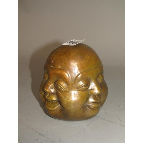 1646 - BRONZE PAPERWEIGHT FOUR FACES OF BUDDHA - 12cms H