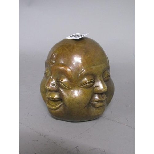 1646 - BRONZE PAPERWEIGHT FOUR FACES OF BUDDHA - 12cms H