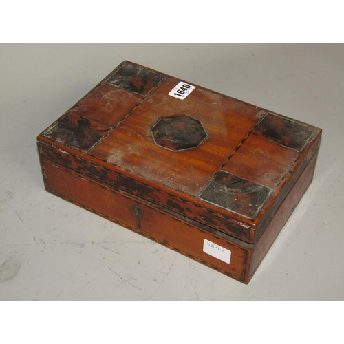 1648 - GEORGIAN TORTOISESHELL AND INLAID PANEL BOX  27.5cms W