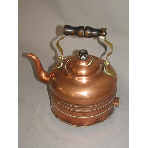 1660 - EARLY 20c COPPER BRASS HANDLED ELECTRIC KETTLE - 31cms H