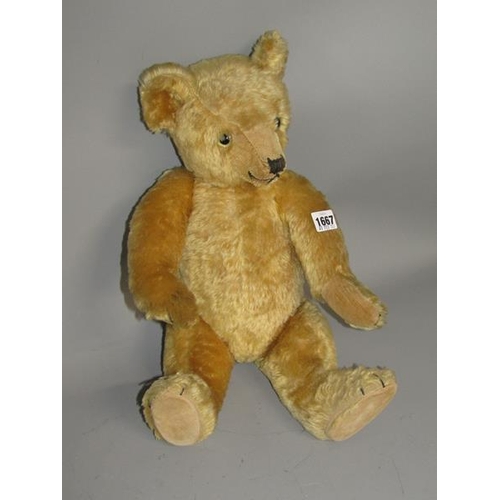 1667 - VINTAGE MOHAIR TEDDY BEAR - 47cms H