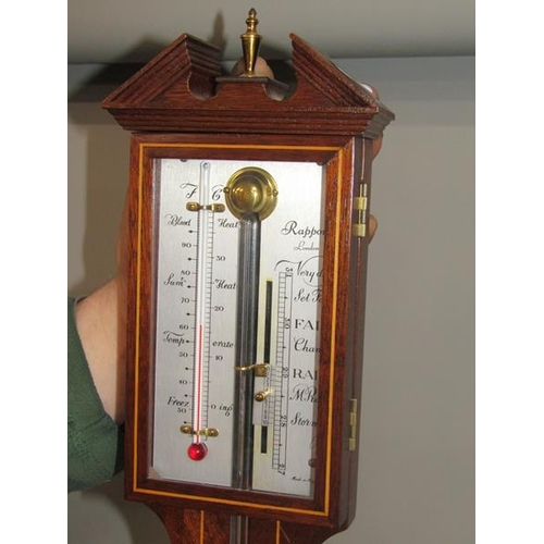 1670 - GEORGIAN STYLE MAHOGANY CASED STICK BAROMETER 99cms H