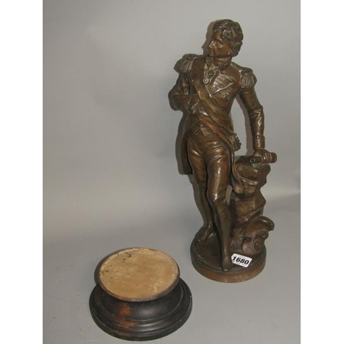 1680 - 19c CAST BRONZED SCULPTURE NELSON AFTER KINSBURGER - 40cms H