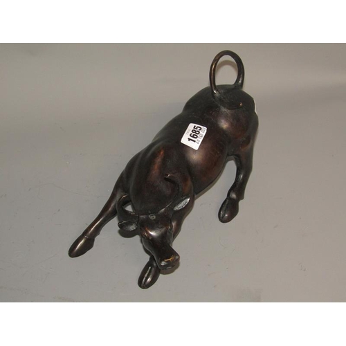 1685 - CAST BRONZE METAL BULL - 28cms L