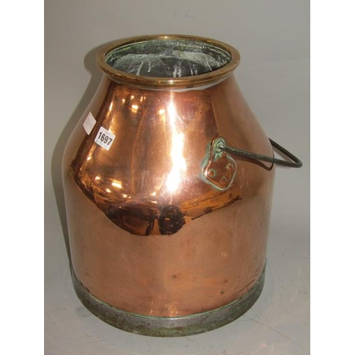 1697 - 19c COPPER MILK CHURN 38cms H