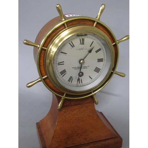 1701 - HENRY BROWNE AND SON SHIPS WHEEL CLOCK 29cms H