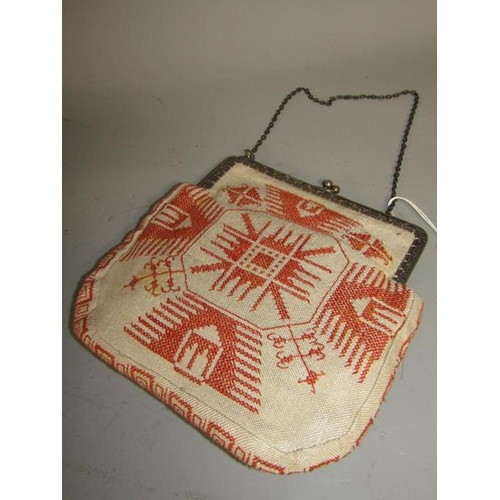 1708 - ART DECO EMBROIDERED LADIES BAG - 19cms W