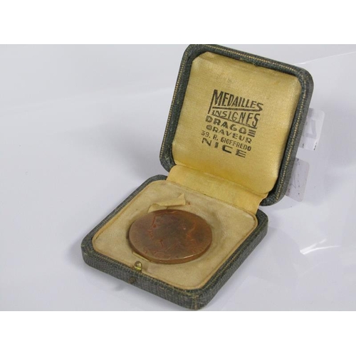 1747 - FRENCH REPUBLIC GILT METAL MEDAL INSCRIBED F RASUMNY - 4.5cms DIA, IN ORIGINAL PRESENTATION BOX