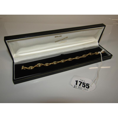 1755 - 18ct GOLD BRACELET - 20cms LONG, 12g