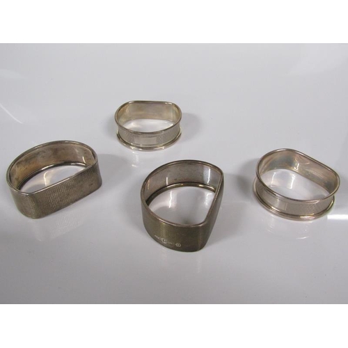 1757 - TWO PAIRS OF SILVER NAPKIN RINGS