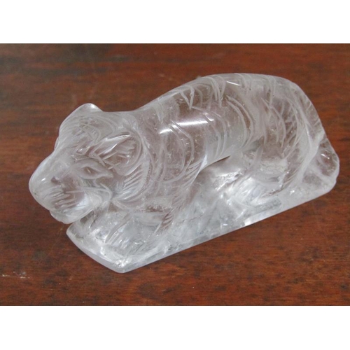 1759 - A ROCK CRYSTAL FIGURE OF A TIGER - 10cms L