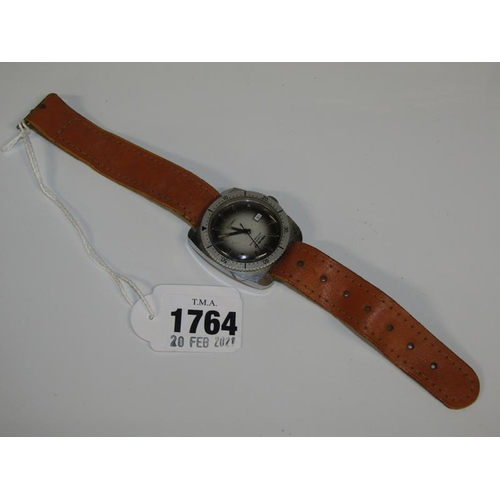 1764 - TIMEX STEEL GENTS WATCH WITH LEATHER STRAP