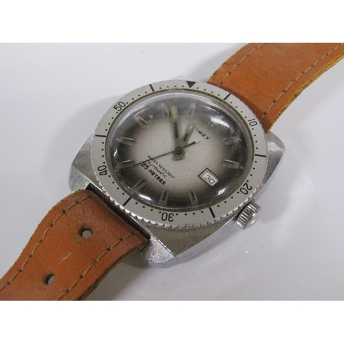 1764 - TIMEX STEEL GENTS WATCH WITH LEATHER STRAP