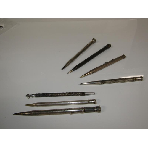 1765 - COLLECTION OF SEVEN SILVER PROPELLING PENCILS