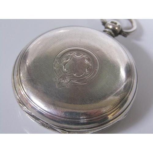 1767 - LATE VICTORIAN SILVER CASED HUNTER POCKET WATCH WITH WHITE DIAL