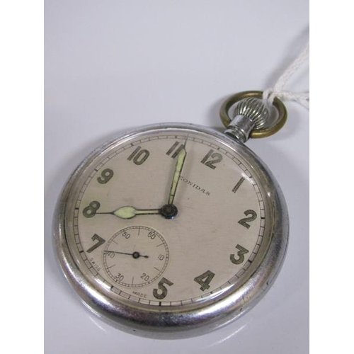 1768 - LEONIDAS STEEL CASED MILITARY ISSUE POCKET WATCH BY BRAVINGTONS NO. 199375 - IN WORKING ORDER