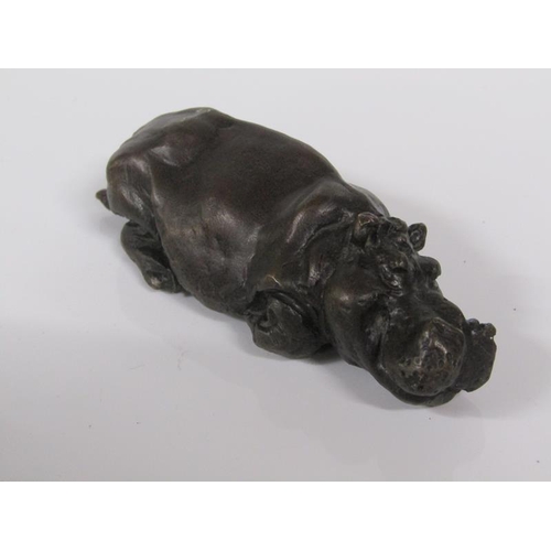 1774 - PATINATED BRONZE FIGURE OF A RHINO AND A CHINESE BRONZE PATINATED FIGURE OF A TURTLE - SEAL MARK TO ... 