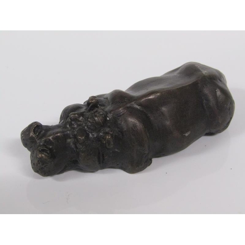 1774 - PATINATED BRONZE FIGURE OF A RHINO AND A CHINESE BRONZE PATINATED FIGURE OF A TURTLE - SEAL MARK TO ... 