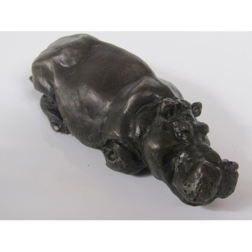 1774 - PATINATED BRONZE FIGURE OF A RHINO AND A CHINESE BRONZE PATINATED FIGURE OF A TURTLE - SEAL MARK TO ... 