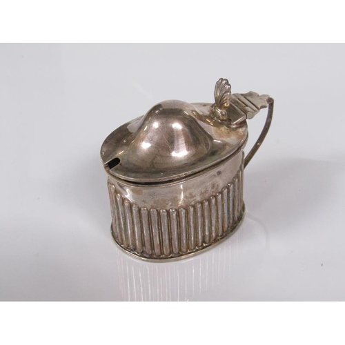 1776 - FOUR LATE VICTORIAN SILVER TWO HANDLED SALTS TOGETHER WITH TWO MUSTARDS WITH BLUE GLASS LINERS AND S... 