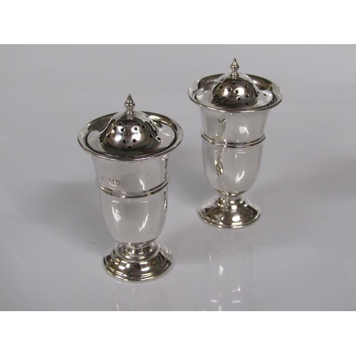 1779 - PAIR OF SILVER PEPPERS, EACH 8cms H IN PRESENTATION BOX