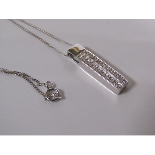 1784 - 14ct WHITE GOLD DIAMOND SET INGOT PENDANT