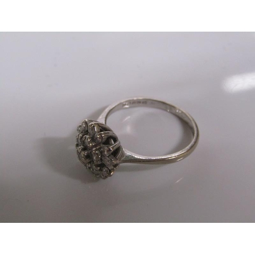 1785 - 18ct WHITE GOLD DIAMOND SET CUSHION RING 3.2g SIZE L