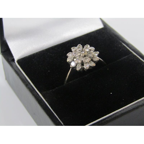 1785 - 18ct WHITE GOLD DIAMOND SET CUSHION RING 3.2g SIZE L