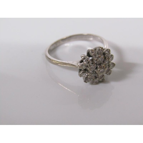 1785 - 18ct WHITE GOLD DIAMOND SET CUSHION RING 3.2g SIZE L