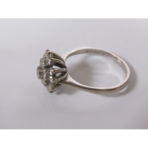 1785 - 18ct WHITE GOLD DIAMOND SET CUSHION RING 3.2g SIZE L