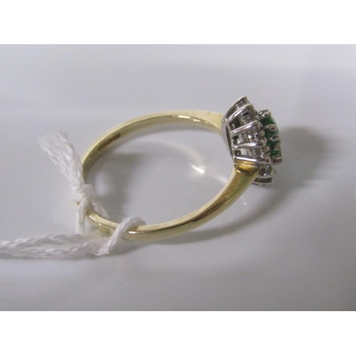 1796 - 14ct GOLD GREEN AND WHITE STONE SET RING 3.5g - SIZE S/T