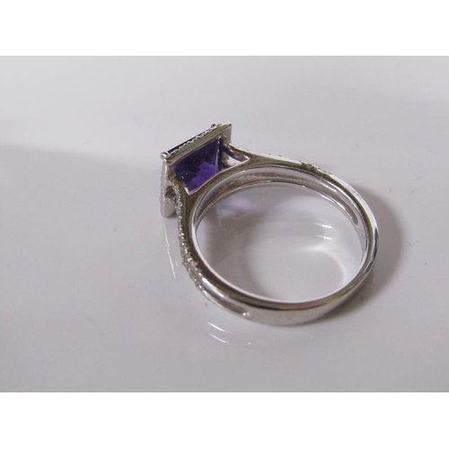 1797 - 18ct WHITE GOLD AMETHYST & DIAMOND SET RING 2.7g