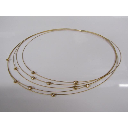 1799 - 18ct GOLD FIVE STRAND DIAMOND SET NECKLACE 9.6g