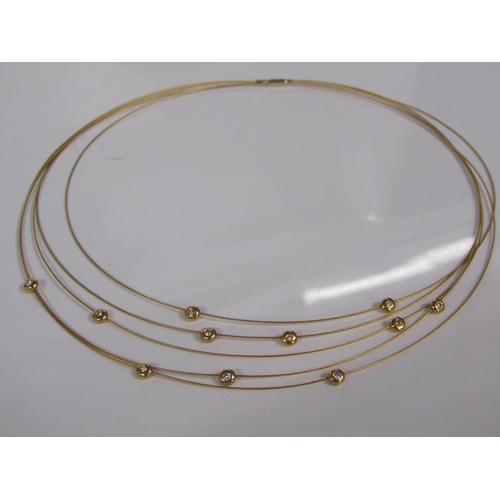 1799 - 18ct GOLD FIVE STRAND DIAMOND SET NECKLACE 9.6g