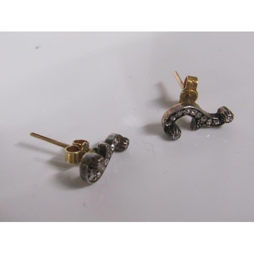 1802 - PAIR OF GOLD DIAMOND SET EARRINGS