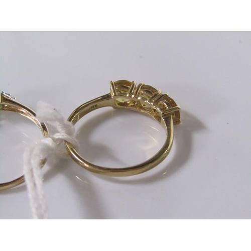 1813 - TWO 9ct GOLD STONE SET DRESS RINGS SIZE N/O - 3.7g