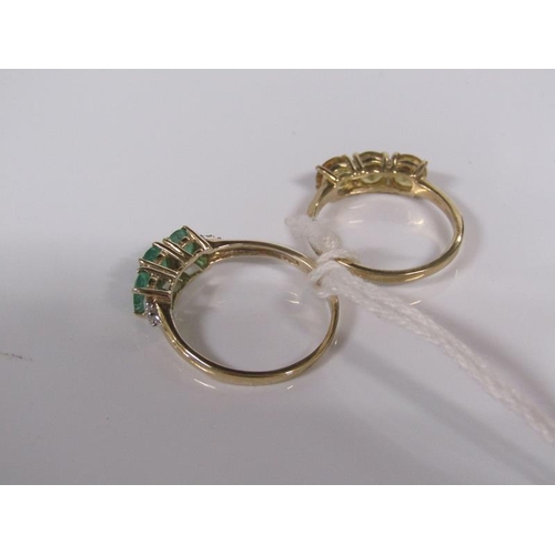 1813 - TWO 9ct GOLD STONE SET DRESS RINGS SIZE N/O - 3.7g