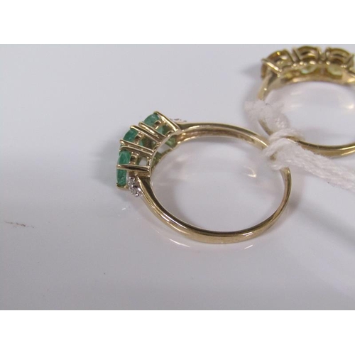 1813 - TWO 9ct GOLD STONE SET DRESS RINGS SIZE N/O - 3.7g