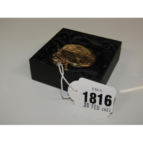 1816 - 9ct GOLD LOCKET, 12.1g AND METAL CHAIN (60cms L)