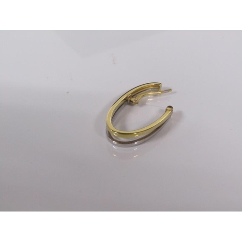 1819 - PAIR OF MODERN 9ct WHITE AND YELLLOW GOLD OVAL HOOP EARRINGS  - 1.4g