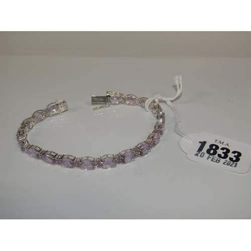 1833 - SILVER AMETHYST AND GARNET BRACELET - 8