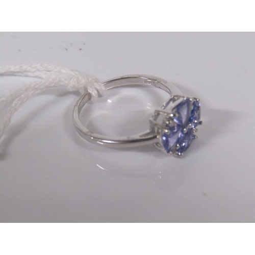 1835 - 9ct TANZANITE & DIAMOND CLUSTER RING SIZE L 1/2