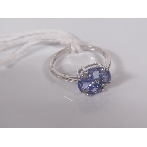 1835 - 9ct TANZANITE & DIAMOND CLUSTER RING SIZE L 1/2