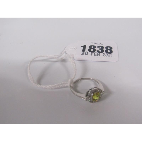 1838 - PLATINUM, YELLOW SAPPHIRE AND DIAMOND SET RING