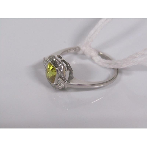 1838 - PLATINUM, YELLOW SAPPHIRE AND DIAMOND SET RING