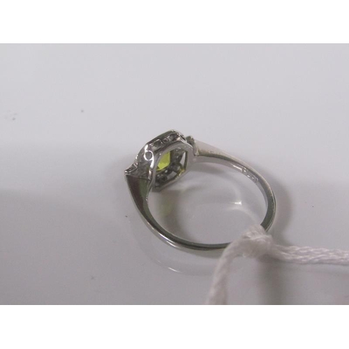 1838 - PLATINUM, YELLOW SAPPHIRE AND DIAMOND SET RING