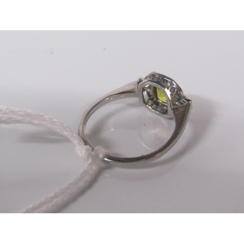 1838 - PLATINUM, YELLOW SAPPHIRE AND DIAMOND SET RING