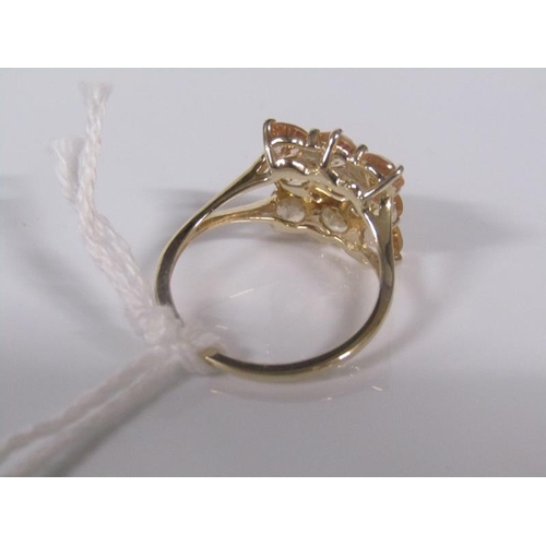 1840 - 9ct IMPERIAL TOPAZ AND DIAMOND SET RING